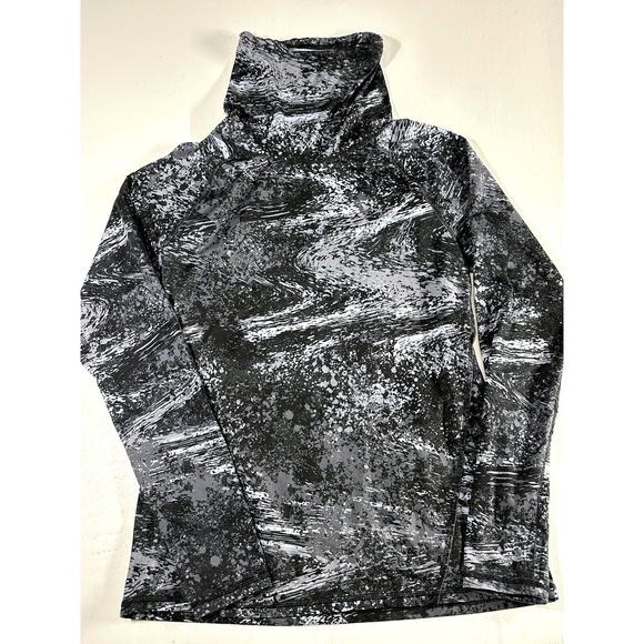 Camo Tops - Womens LG Gray Camo Athletic Pullover Long Sleeve Mock Neck Activewear Top Size